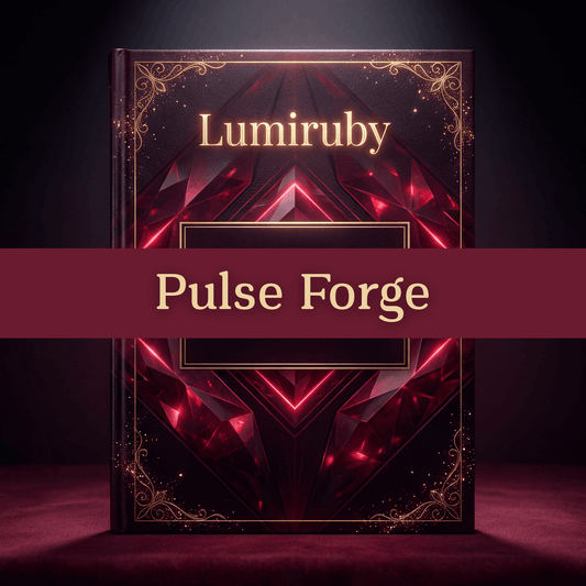 Book titled 'Pulse Forge' by Lumiruby with a dark and luxurious design.