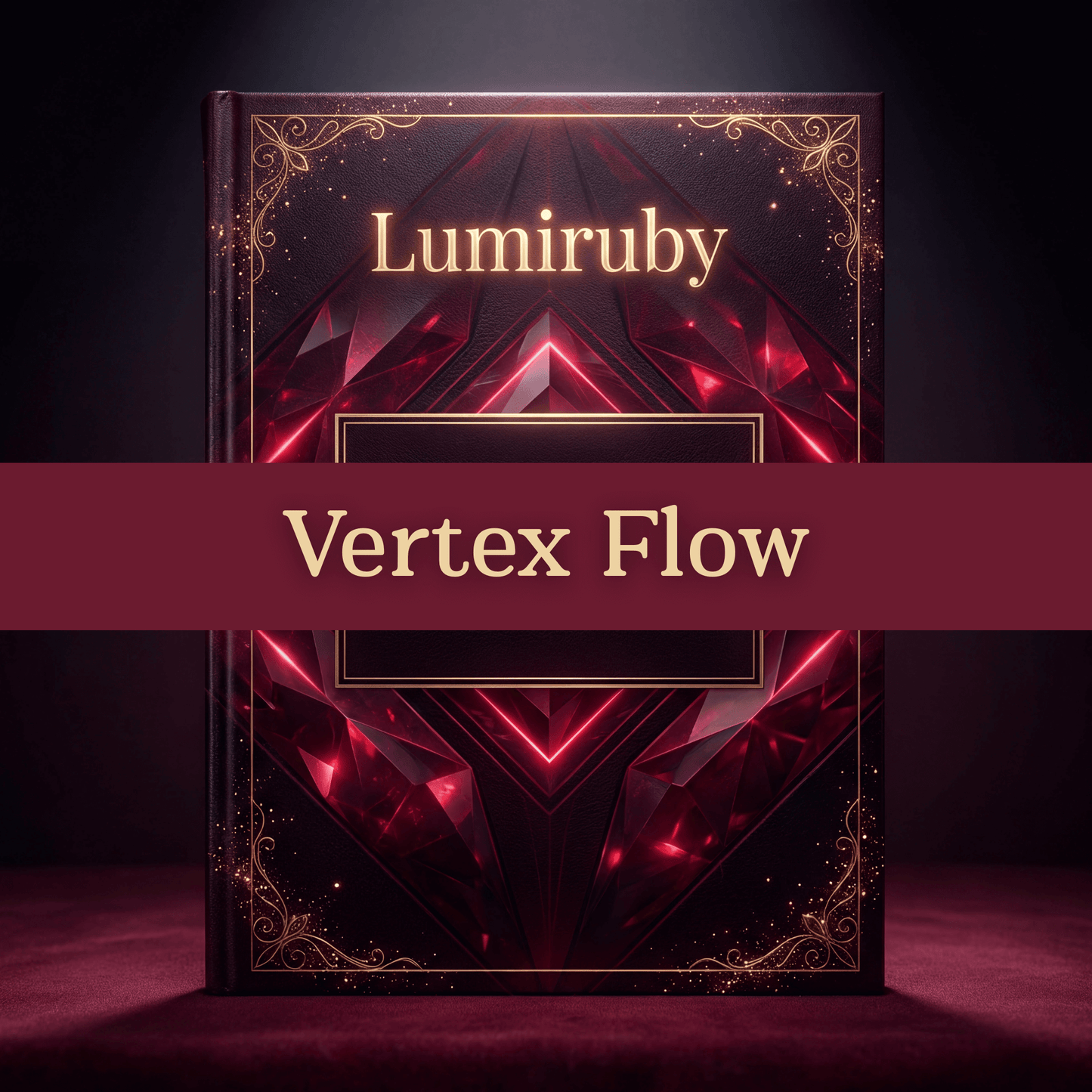 Book titled 'Vertex Flow' by Lumiruby with a dark and red cover design.