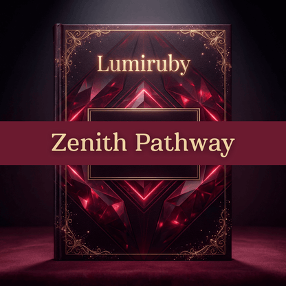 Book titled 'Zenith Pathway' by Lumiruby with a dark and luxurious design.