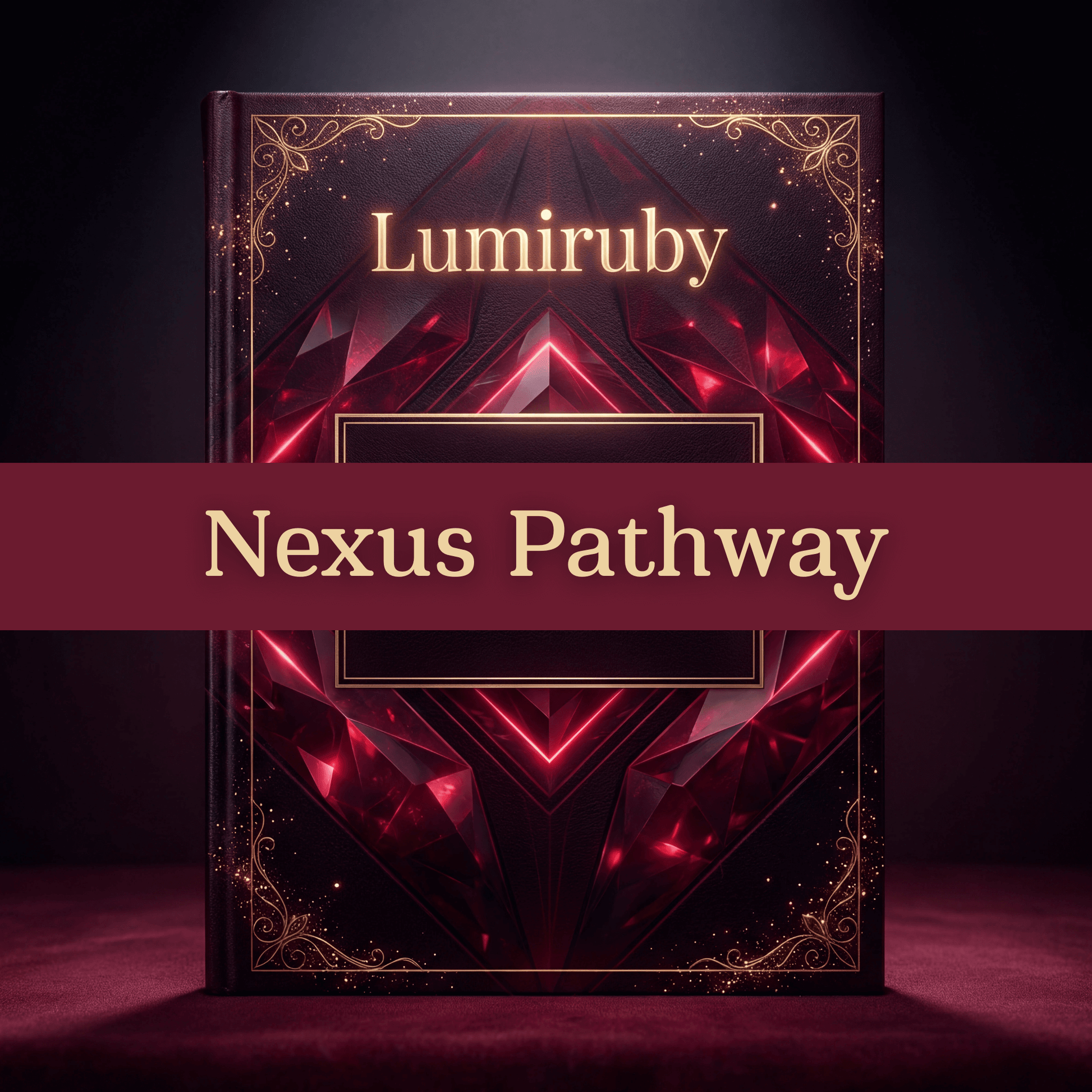 Book titled 'Nexus Pathway' by Lumiruby with a dark and red cover design.