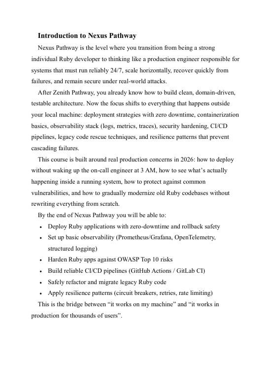 Text document describing Nexus Pathway level in a Ruby development context