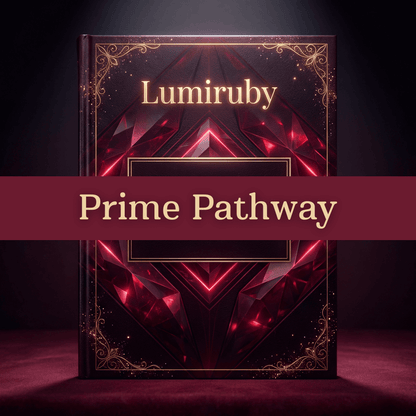 Book titled 'Prime Pathway' by Lumiruby with a dark and luxurious design.
