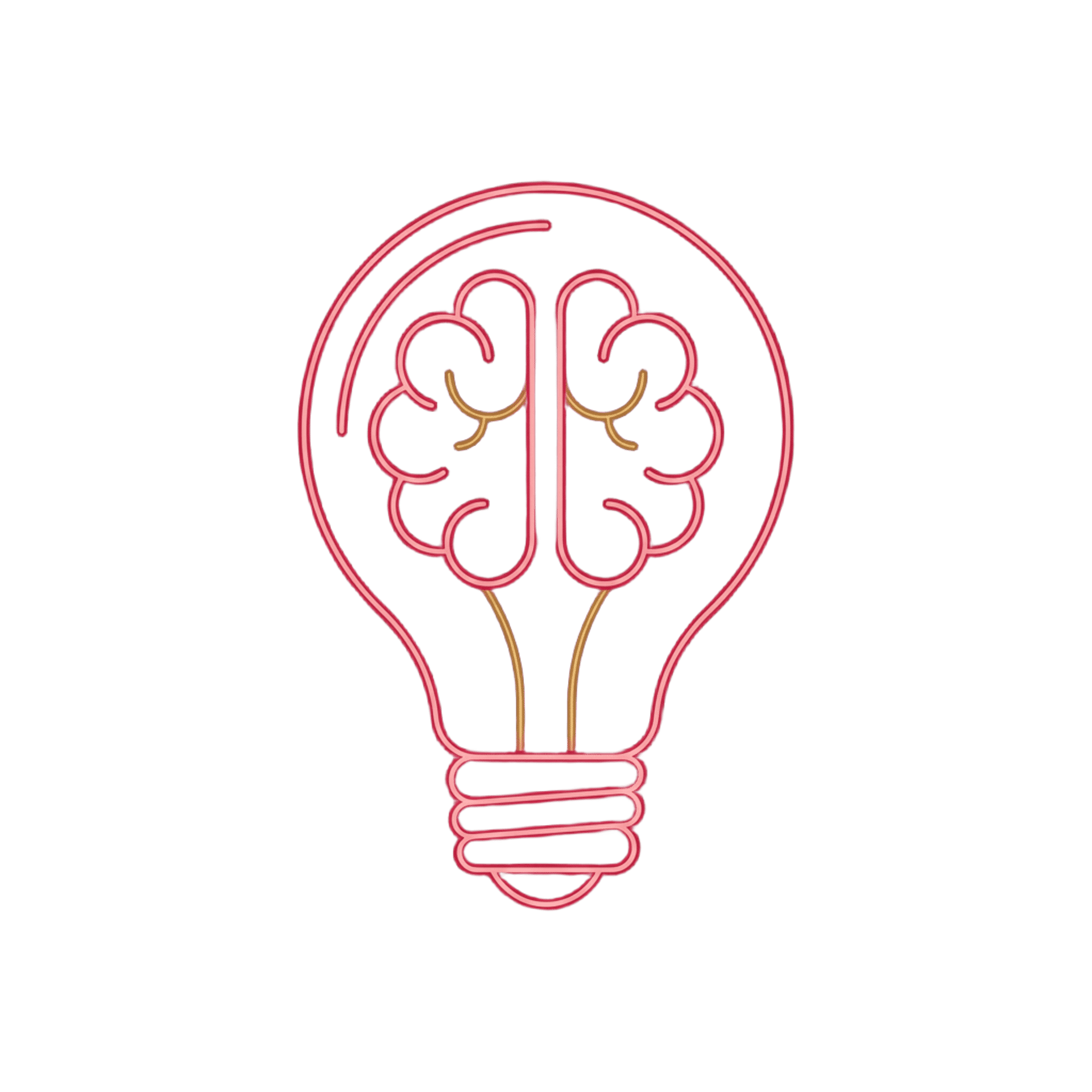 Neon light bulb with brain inside on a green background