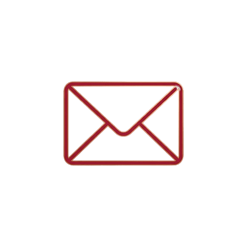 Red email icon on a transparent background